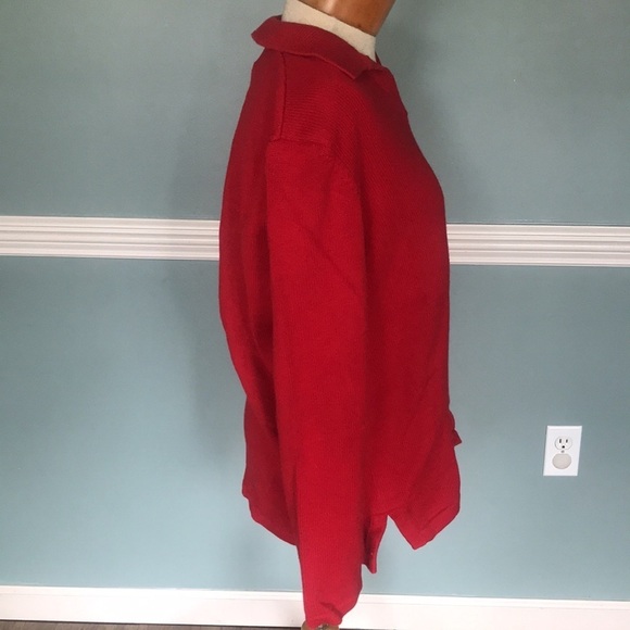 Classic Lauren Ralph Lauren red crest pop over polo collar cotton sweater. Sz L. - Picture 5 of 9